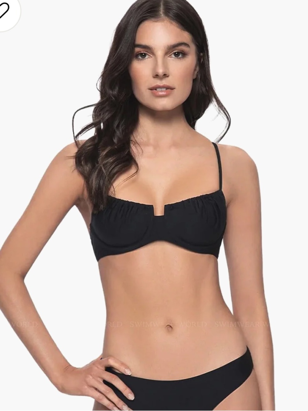PQ Swim Jazmine Black Ruched Underwire Bikini Top Large New